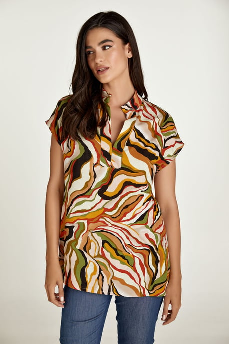 Blusa sin mangas con estampado de remolinos en color ladrillo - Image 4
