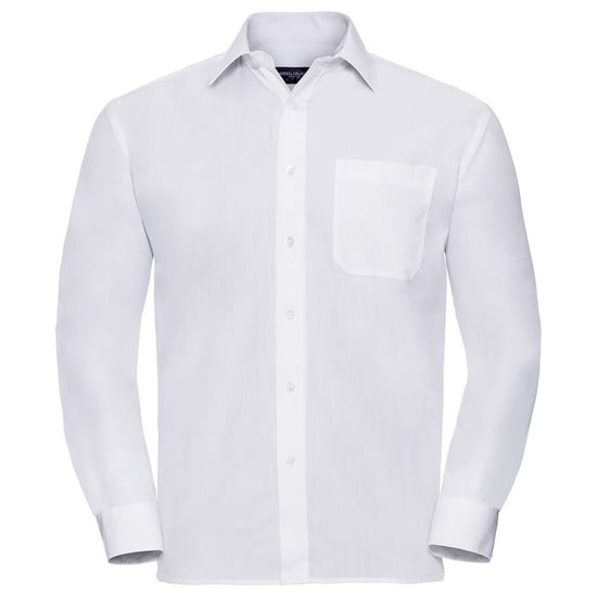 Russell Collection Mens Poplin Easy-Care Long-Sleeved Formal Shirt (White) - Image 1