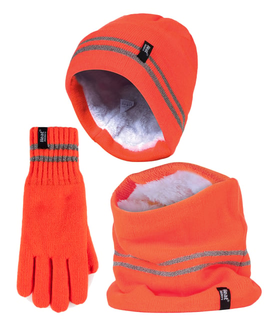 Conjunto de gorro, calentador de cuello y guantes Hi Vis | Calentadores | Ropa de trabajo reflectante para climas extremadamente fríos - Naranja - Image 1