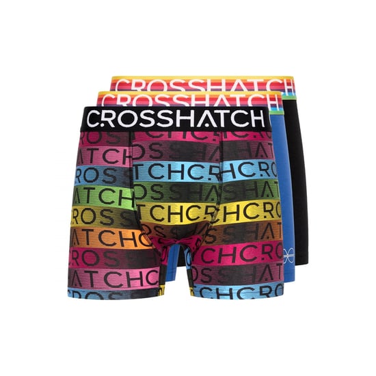 Crosshatch Mens Rainbow Mix Boxer Shorts (Pack of 3) (Black) - Image 1