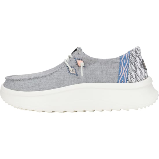 HEYDUDE Wendy Peak Chambray Woven Polyester Women's Grey Loafers - Image 5