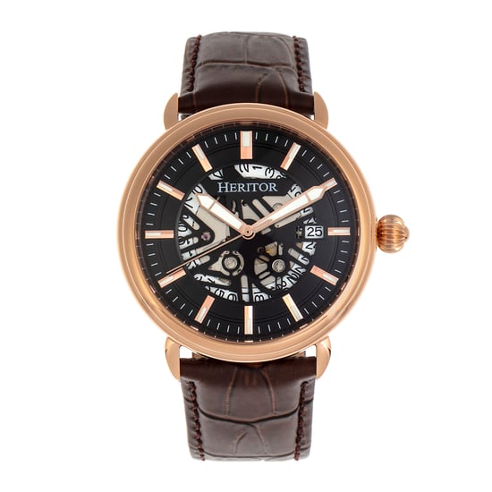 Reloj Automático Heritor Mattias con Correa de Cuero y Fecha - Image 1