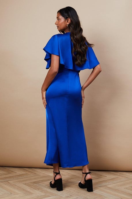 Occasion Tie Neck Satin Midi Dress - Image 3