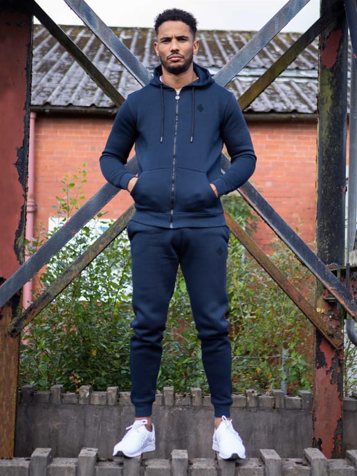 Enzo | Conjunto de chándal con capucha y cremallera para hombre - Azul marino - Image 1