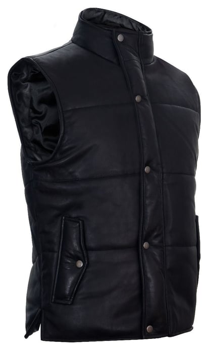 Puffer Warmer Waistcoat Sleeveless Padded Leather Jacket