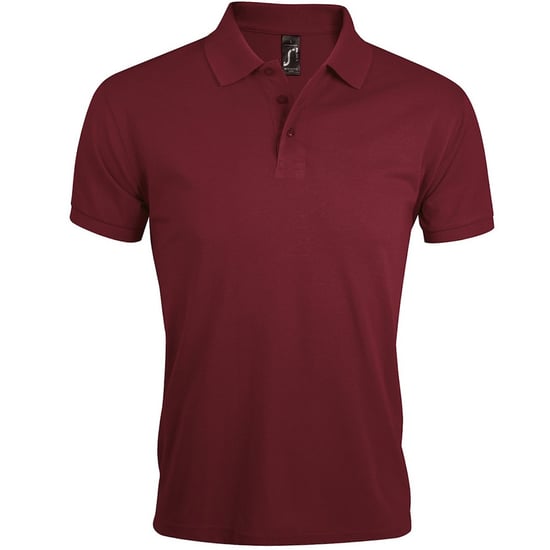 SOLs Mens Prime Pique Plain Short Sleeve Polo Shirt (Burgundy) - Image 1