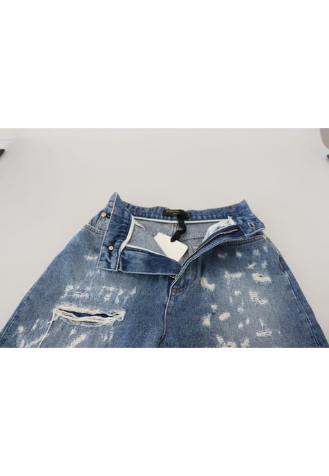Jeans de mezclilla desgastados de algodón azul para mujer de Dolce & Gabbana - Image 4