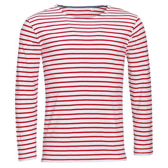 SOLS Mens Marine Striped Long-Sleeved T-Shirt (White/Red) - Image 1