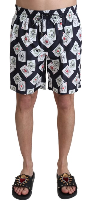 Bañador de Hombre Dolce & Gabbana con Estampado de Baraja en Negro - Image 1