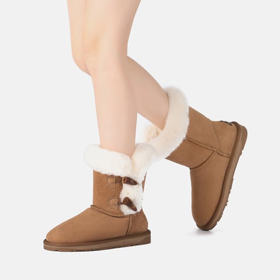 EVER AU Women Stork Horn Toggle button Short Boots