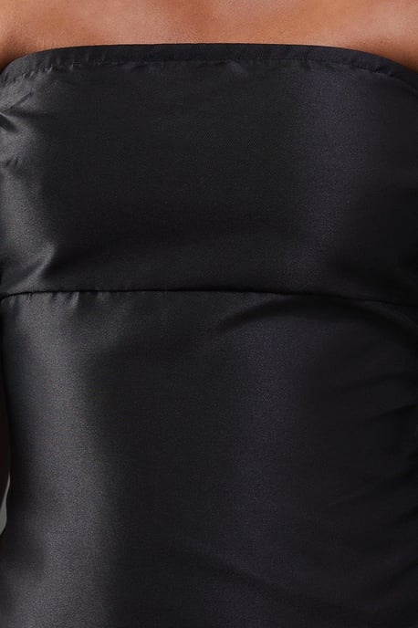 Structured Puff Sleeve Bardot Midi Dress