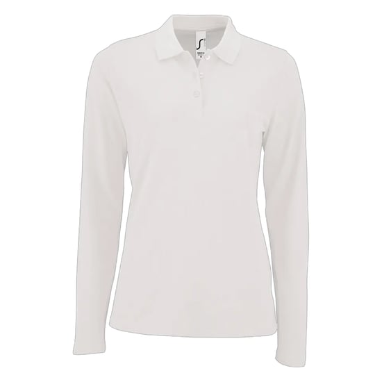SOLS Womens/Ladies Perfect Pique Long-Sleeved Polo Shirt (White) - Image 1