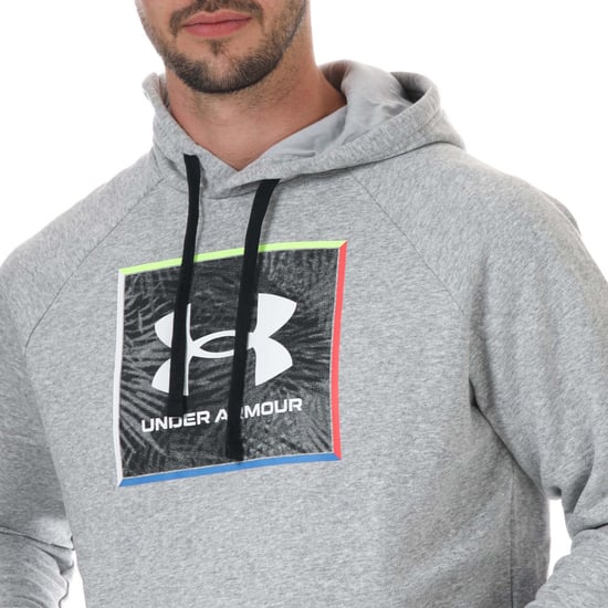Men's Under Armour UA Rival Fleece Graphic Hoody in Grey