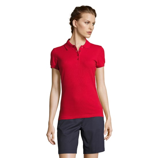 SOLS Womens/Ladies People Pique Short Sleeve Cotton Polo Shirt (Red) - Image 5