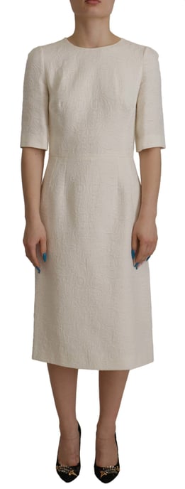 Vestido de mujer midi florido de brocado jacquard blanco de Dolce & Gabbana - Image 1