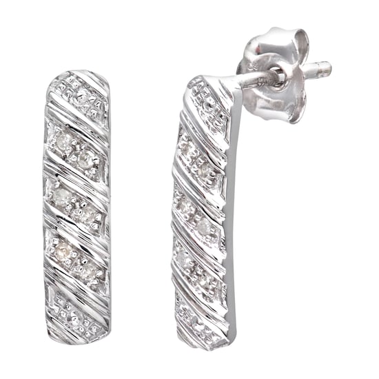 Pendientes de oro blanco de 9 quilates con diamantes de 5 puntos para mujer - Image 1