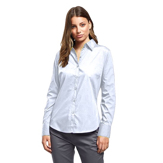 Premier Womens/Ladies Poplin Long-Sleeved Blouse (Light Blue) - Image 3