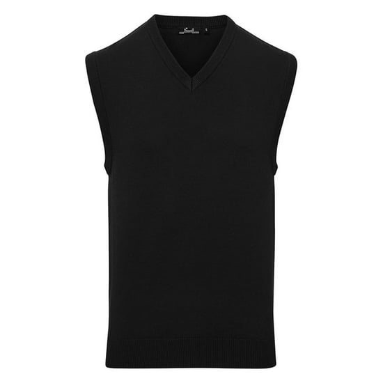 Premier Mens Knitted Sleeveless Sweater Vest (Black) - Image 1