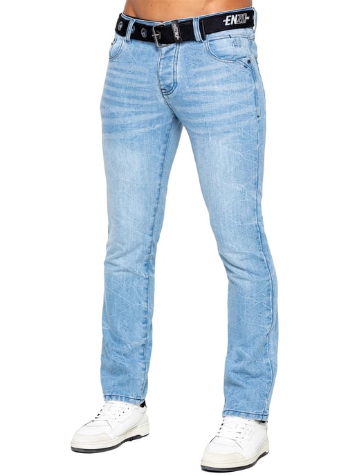 Vaqueros rectos Enzo para hombre - Azul claro - Image 1