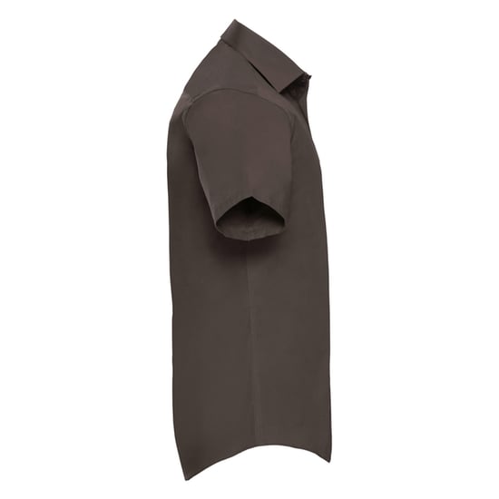 Russell Collection Mens Stretch Fitted Short-Sleeved Shirt (Chocolate) - Image 3