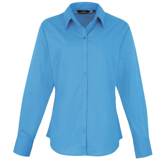 Premier Womens/Ladies Poplin Long-Sleeved Blouse (Sapphire) - Image 1