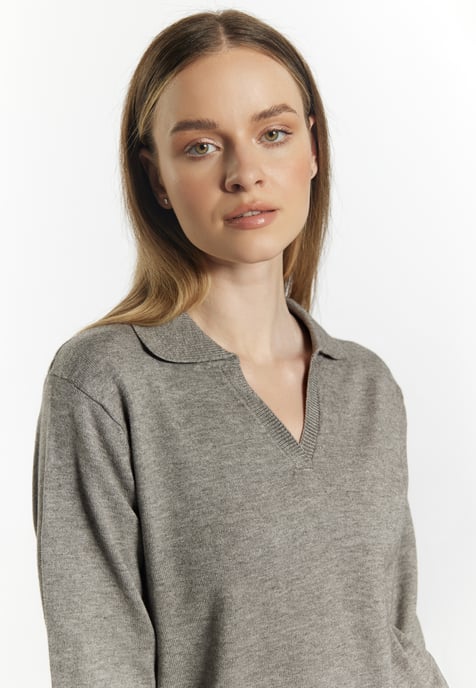 Dreimaster Knitted pullover women Grey melange - Image 5