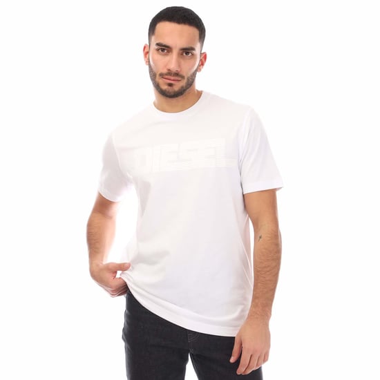Camiseta Blanca Brillante Con El Logotipo Monocromático De Diesel - Image 1