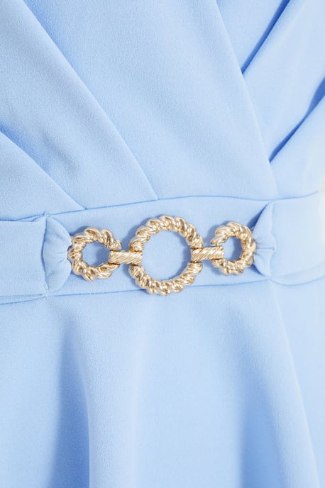 Light Blue Chiffon Sleeve Peplum Top