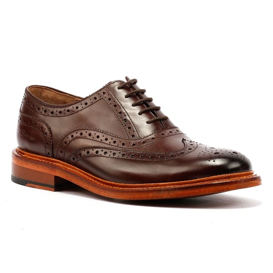 Ben Sherman Sugarman Brogue Leather Men's Mocha Lace-Up Shoes - Image 2