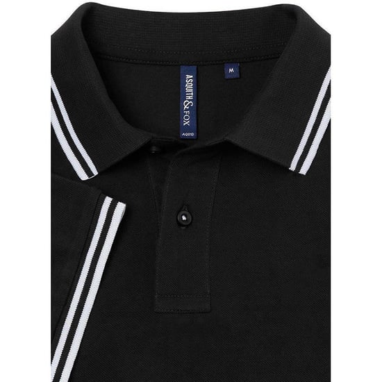 Asquith & Fox Mens Classic Fit Tipped Polo Shirt (Black/ White) - Image 2