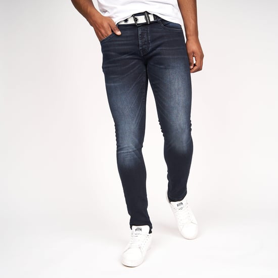 Crosshatch Mens Barbeck Slim Jeans (Blue Black) - Image 1