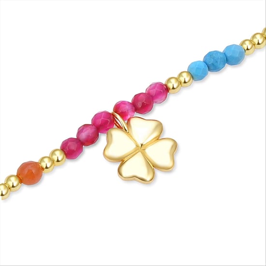 Luxenter Mafayaz necklace in 925 sterling silver and pink crystal with 18k yellow gold finish