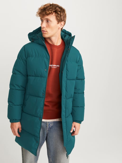 Jack & Jones Long Line Puffer Coat Padded Zip Fastened Hooded
