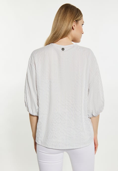 Dreimaster Blouse women light blue wool white - Image 4