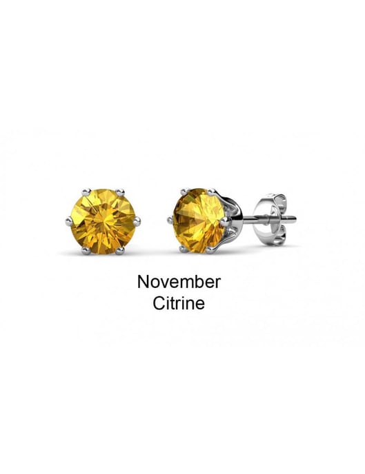 Pendientes de noviembre con piedra de nacimiento - Plata y amarillo - Image 3