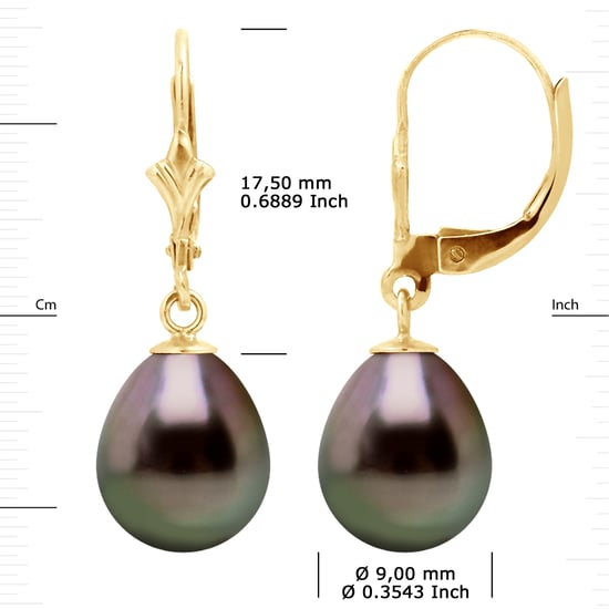 DIADEMA - Earrings - Yellow Gold and Real Tahitian Pearls