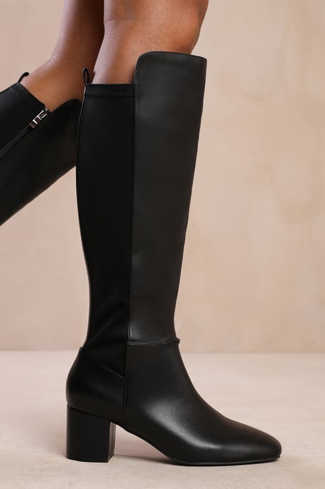 Where's That From Womens 'Cherish' Block Heel Knee High Boots With Side Zip