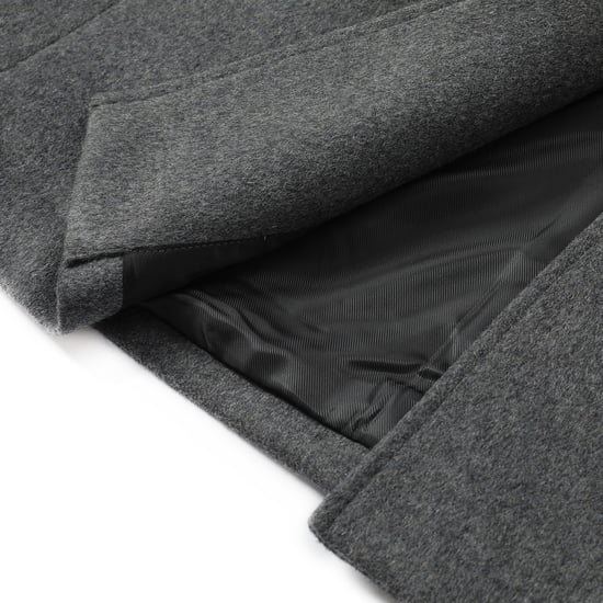 Men's Knee-Length Winter Wool Coat Slim Fit Turn-Down Collar Business Coats Gray - Image 6