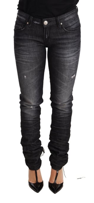 Jeans Skinny de Algodón Lavado Negro de Cintura Baja Acht - Image 1
