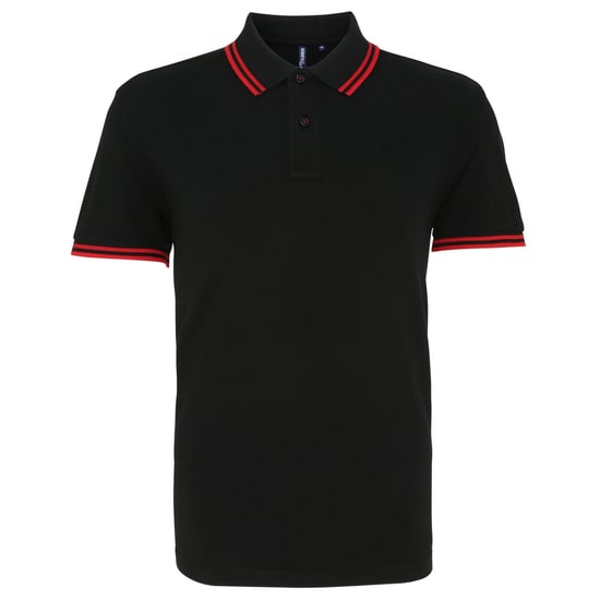 Asquith & Fox Mens Classic Fit Tipped Polo Shirt (Black/ Red) - Image 1