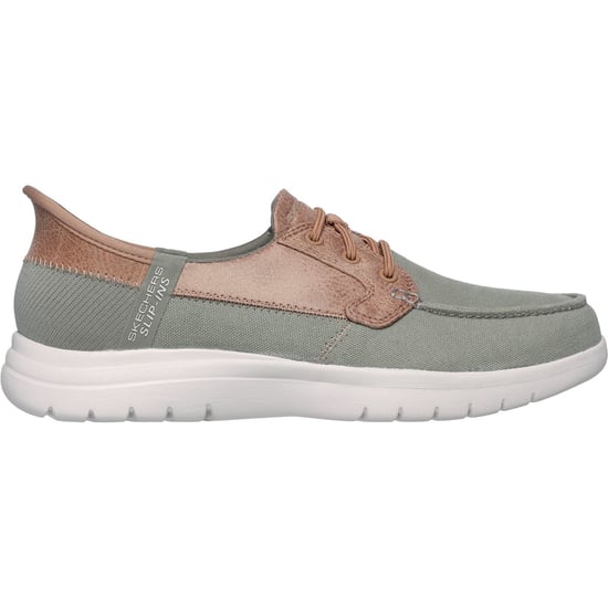 Skechers On-the-GO Flex - Palmilla Canvas/Faux Leather Women's Olive Boat Shoes - Image 2