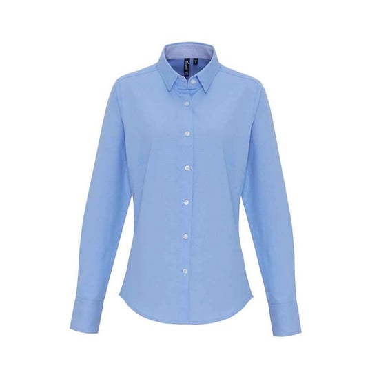Premier Womens/Ladies Striped Oxford Long-Sleeved Formal Shirt (Oxford Blue) - Image 1