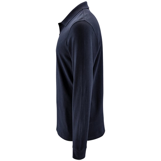 SOLS Mens Perfect Long Sleeve Pique Polo Shirt (French Navy) - Image 3