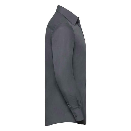 Russell Collection Mens Poplin Tailored Long-Sleeved Shirt (Convoy Grey) - Image 3