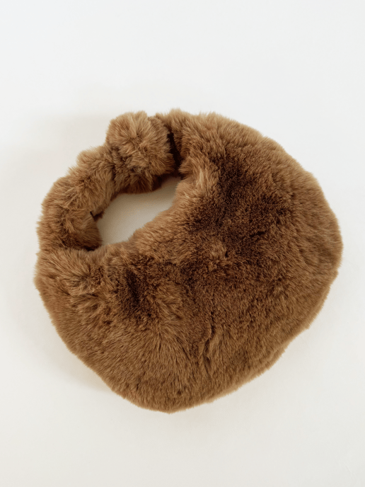 Faux Fur Soft Grab Bag in Brown