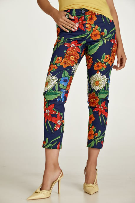 Pantalones de algodón florales en tonos rojos, azules y verdes - Image 6