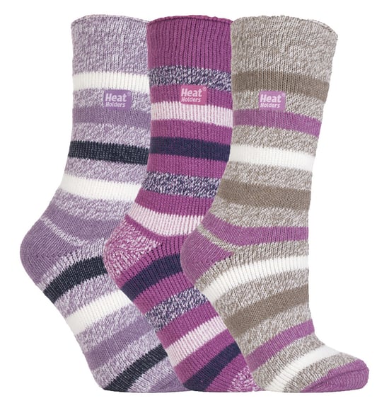 HEAT HOLDERS - 3 Pack Multipack Ladies Insulated Thermal Socks for Winter - Block Stripe - Image 1