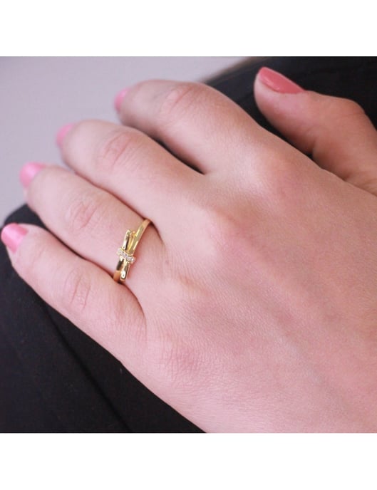 Anillo Lazo Luminoso - Oro y Cristal - Image 2