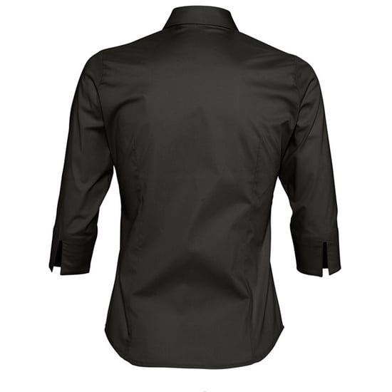 SOLS Womens/Ladies Effect 3/4 Sleeve Fitted Work Shirt (Black) - Image 2