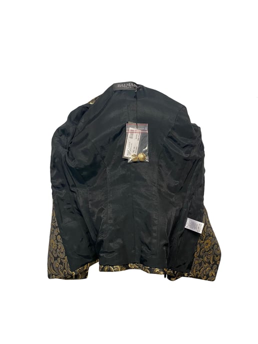 Balmain Metallic Brocade Blazer in Gold Acetate - Image 6